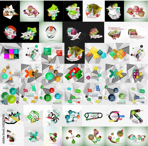 Fototapeta Super mega set of abstract geometric paper graphic layouts