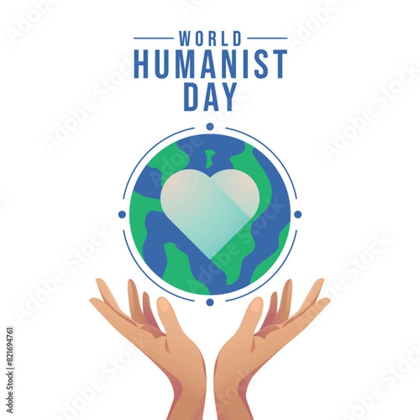 Fototapeta World Humanist Day vector design template good for celebration usage. hand and globe vector design. flat design. vector eps 10.
