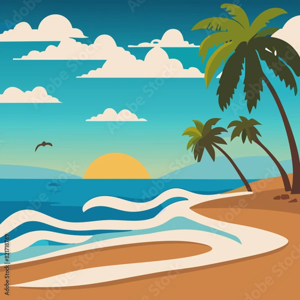 Fototapeta beach with palm trees