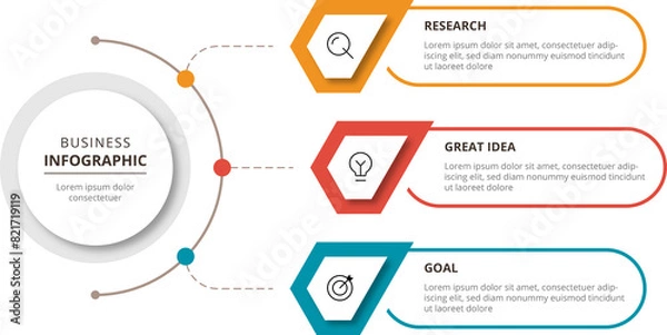 Obraz Infographic design 3 options or steps with icons. Infographic business concept Can be used for info graphics, flow charts, presentations, web sites, banners.