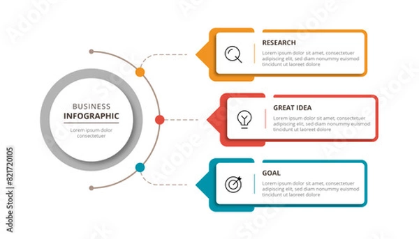 Fototapeta Infographic design 3 options or steps with icons. Infographic business concept Can be used for info graphics, flow charts, presentations, web sites, banners.