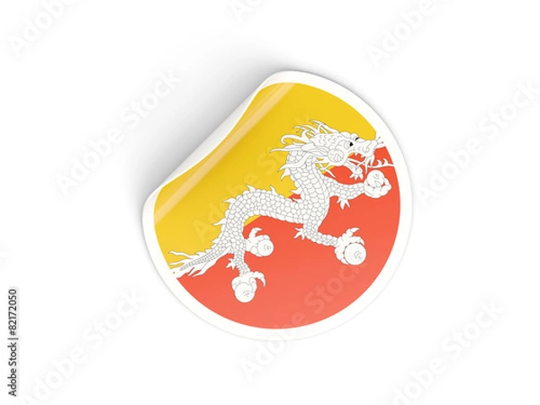 Obraz Round sticker with flag of bhutan