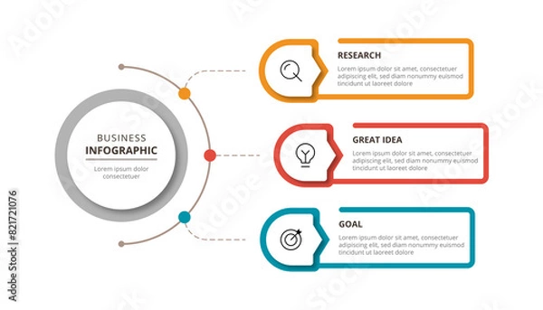 Obraz Infographic design 3 options or steps with icons. Infographic business concept Can be used for info graphics, flow charts, presentations, web sites, banners.