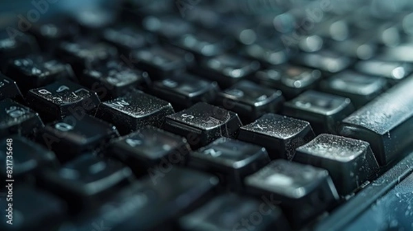 Obraz A close-up of a computer keyboard with keys arranged alphabetically, showcasing a methodical and organized approach to typing.