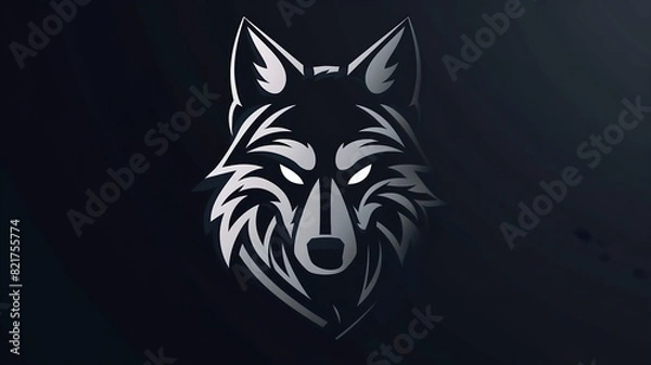 Fototapeta  An iconic wolf mascot exuding confidence and determination, seamlessly integrated into a sleek and modern logo, captured with precision to convey leadership and tenacity in crisp HD detail. 
