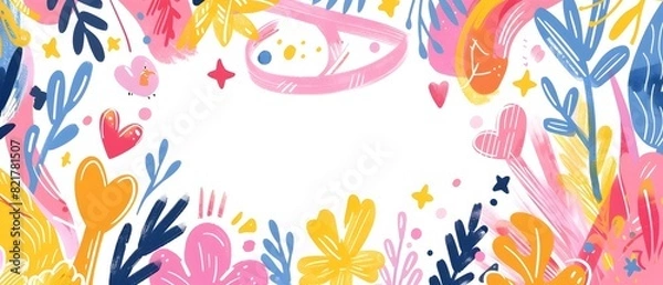 Fototapeta Vibrant Doodle Border Frame for World Cancer Day Background with Blank Space for Message
