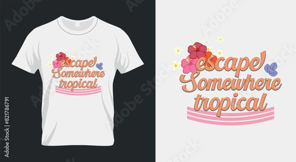 Obraz Vintage Summer Beach Sublimation, Escape somewhere tropical