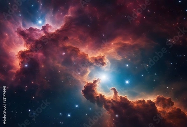 Fototapeta Colorful space Spiral galaxy cloud nebula. Stary night cosmos. Universe science astronomy. Generative AI