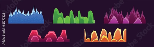 Fototapeta Rock and Mountain Landscape Game Design Element Vector Set