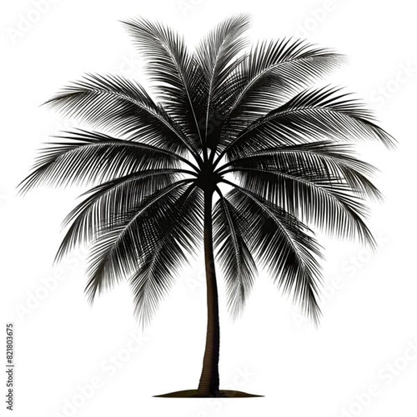 Fototapeta palm tree silhouette on transparent bg