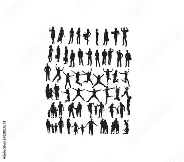 Fototapeta Happy People Silhouettes, art vector design