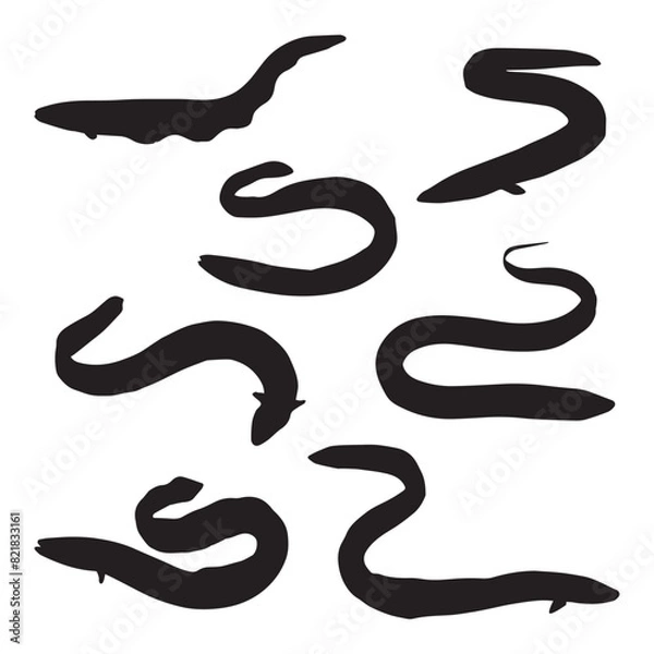Obraz Eel Silhouette Vector Illustration