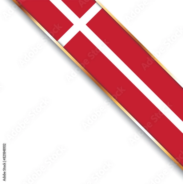 Fototapeta banner with flag of Denmark, corner banner with gold frame