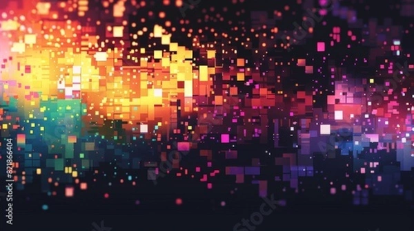 Fototapeta Abstract background with small, colorful squares forming modern pattern