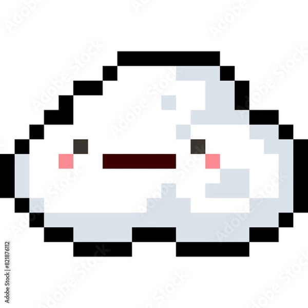 Obraz Pixel art cartoon cloud character 