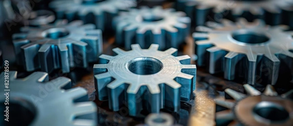 Fototapeta gears representing efficiency in motion industrial, metallic tones