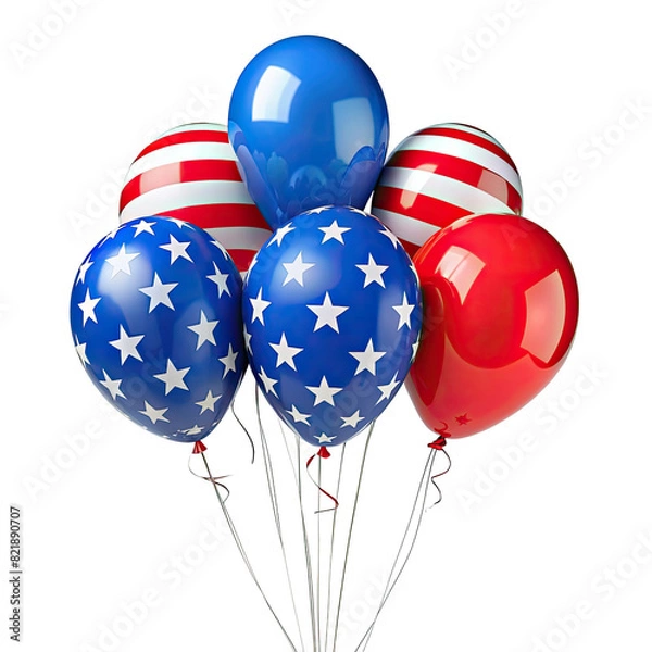Fototapeta 4th of July celebrate.Balloons , american flag background. Happy independence day.