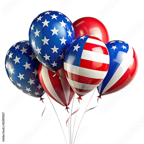 Fototapeta 4th of July celebrate.Balloons , american flag background. Happy independence day.