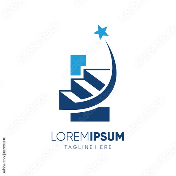 Fototapeta Letter L Ladder of Success to Reach the Stars Logo Design Vector Icon Graphic Emblem Symbol Illustration