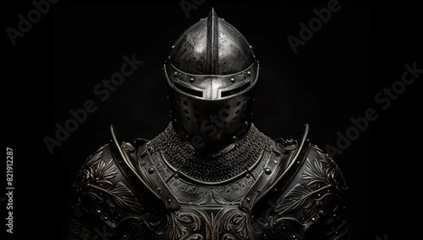 Fototapeta Imposing Medieval Knight in Full Armor