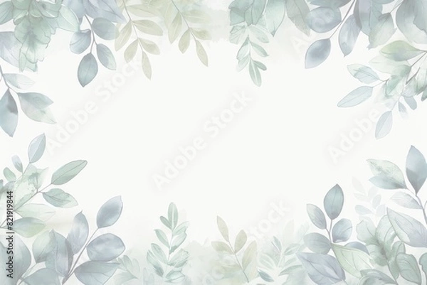 Fototapeta 水彩風緑植物背景フレーム