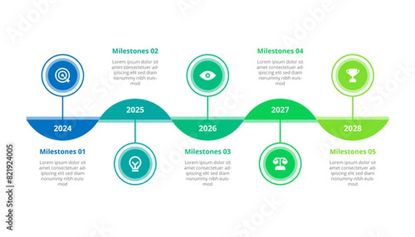 Fototapeta Infographic design 5 options or steps with icons. Infographic business concept Can be used for info graphics, flow charts, presentations, web sites, banners.