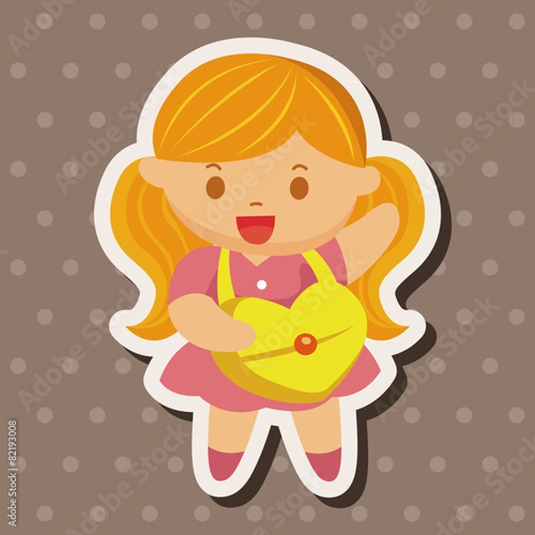 Fototapeta little kid with heart theme elements