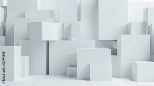 Fototapeta Geometric blocks on a white background, 3D render