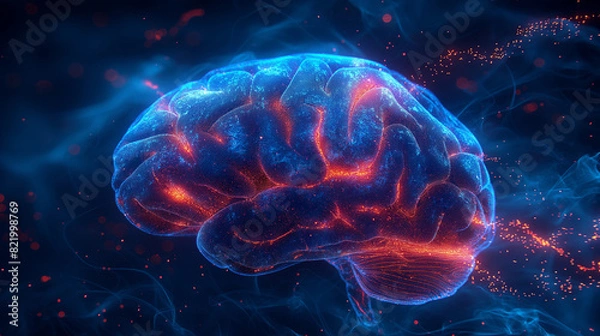 Obraz This is a 3D brain image that causes waves, AI