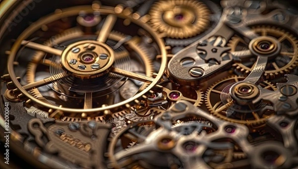 Fototapeta Mechanical Watch Parts in Macro