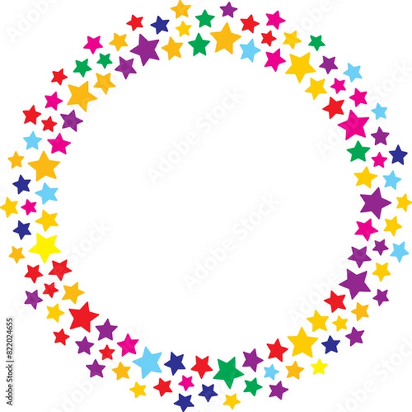 Fototapeta Start decoration frame in vector. Stars abstract round border.