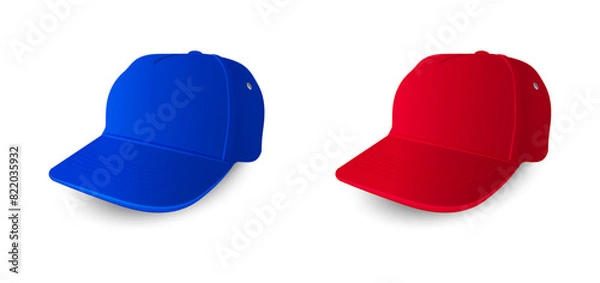 Obraz Set of Blue and Red Baseball Caps