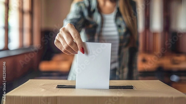 Fototapeta Voting Power American Citizen Casting Vote with Flag Election Backdrop Digital Art Poster Background Wallpaper Brainstorming