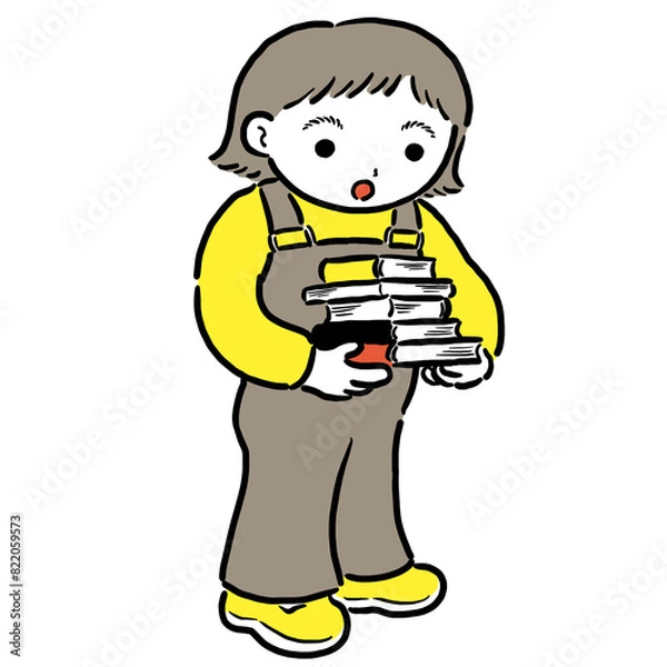 Fototapeta たくさんの本を抱えた女の子