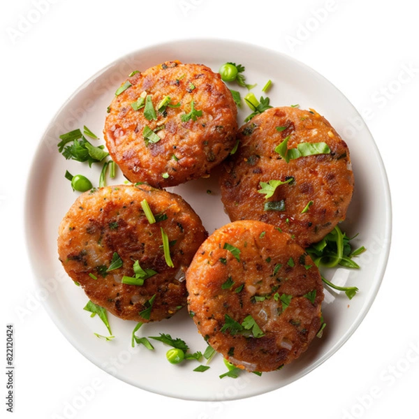 Fototapeta Aloo Tikki, transparent background, isolated image, generative AI