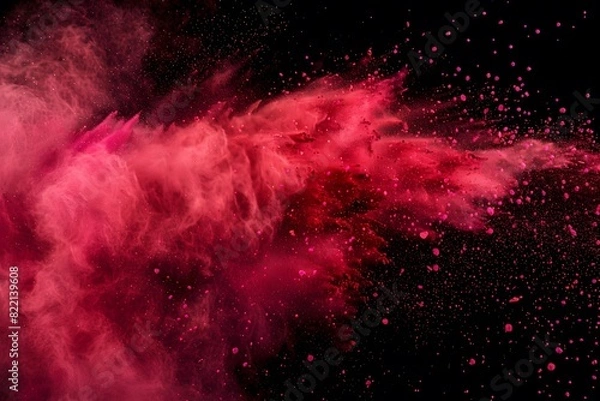 Obraz Abstract Red Powder Splash on Black Background