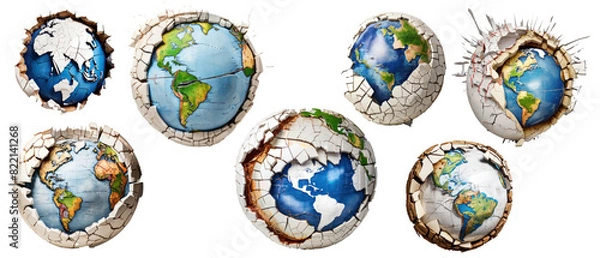 Obraz Combo Set The Earth's crust from a different angle isolated. Generative AI