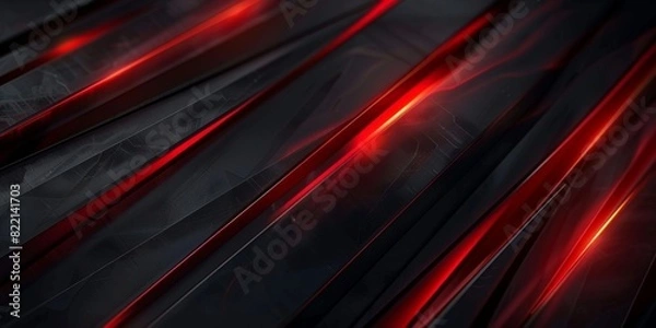 Fototapeta  Black red background with red neon lines and geometric shapes. Dark abstract technology background Dark red black abstract geometric background, banner