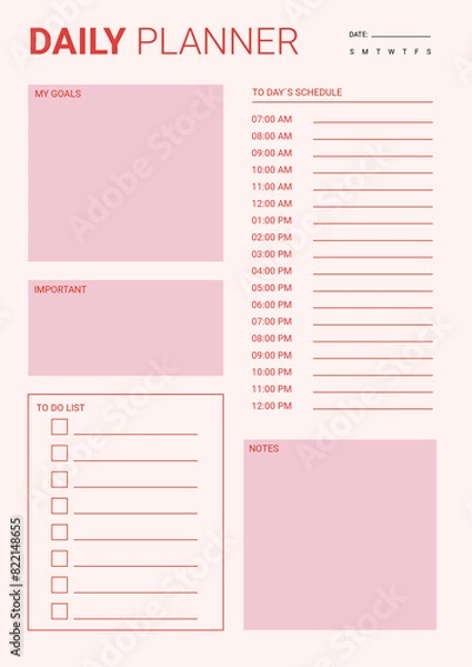 Obraz Amazing Daily Planner. 2024 Digital Planner page. Every day planner printable. 