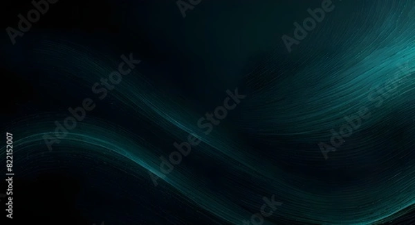 Fototapeta black dark light jade petrol teal cyan sea blue green abstract wave wavy line background ombre gradient blue atoll color noise grain rough grungy matte shimmer metallic electric template design