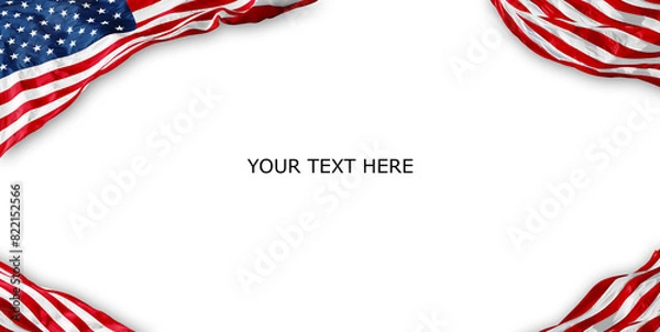 Obraz American Flag lying on an empty background. Template with text.	
