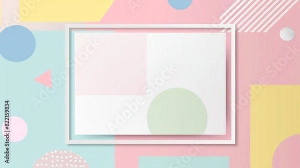 Fototapeta cute pink blue yellow pop art fun style poster banner background with empty space for mock up design