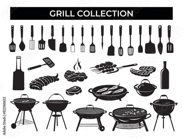 Fototapeta Assorted Grills and Cooking Utensils Displayed