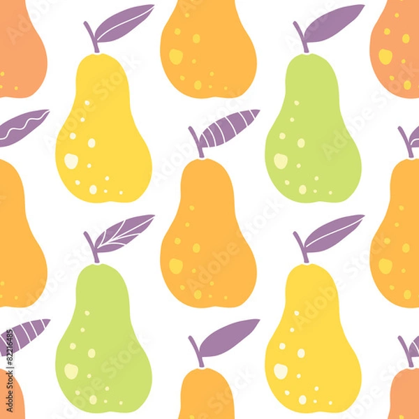 Fototapeta Vector yummy pears seamless pattern background
