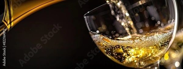 Fototapeta close-up of champagne being poured into a glass. Selective focus