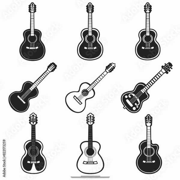 Fototapeta Guitar icon vector illustrations set in trendy