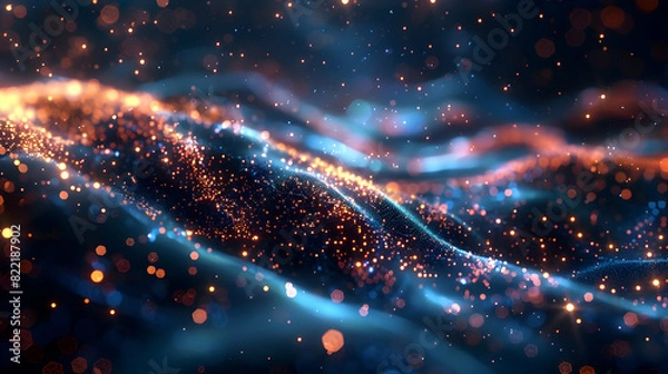 Fototapeta Glossy Digital Particles: Innovation in Abstract Technology   Photo Realistic Concept Highlighting Fine Details and Innovation in Digital Art