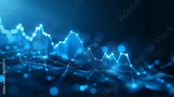 Obraz A stock market graph. financial data or online trading concepts. technology trend in business. Financial Graphs and Data Visualization on Blue Background.