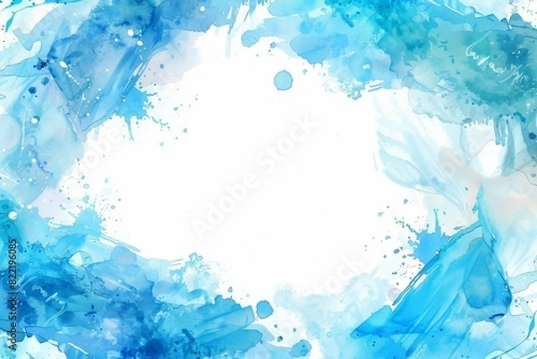 Obraz 水をイメージした水彩画のフレーム（背景・暑中見舞い・壁紙） 」