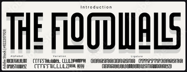 Obraz Condensed vector font. Alphabet font with variation and ligature. Classic minimalist font.